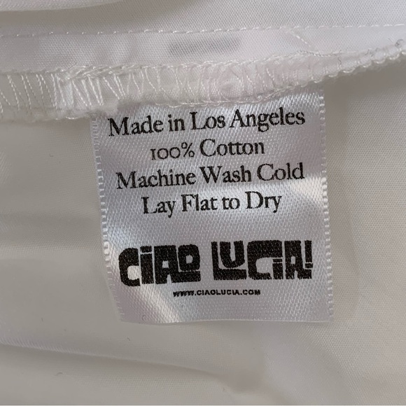 Ciao Lucia Alessandra Cotton Poplin Long Sleeve A Line Mini Dress White - Picture 9 of 11